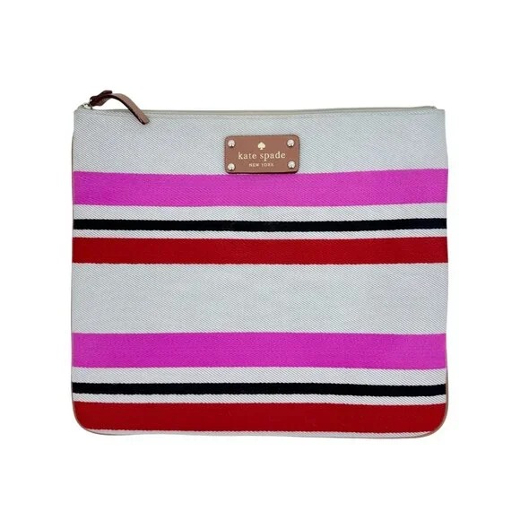 Kate Spade Oak Island Multicolor Striped Large Zip Clutch w/Gold Hardware - Picture 3 of 10